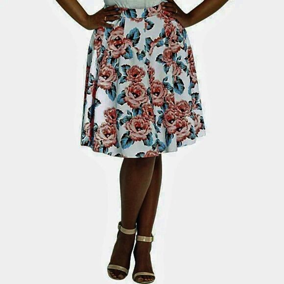 INC Floral A-Line Skirt Size 16W NWT - Picture 2 of 3